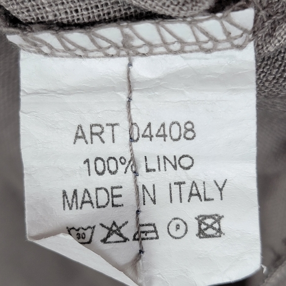 Sofia Italian Made 100% Linen Button Down Top with Button Down Back Detail, sz L - Picture 5 of 5